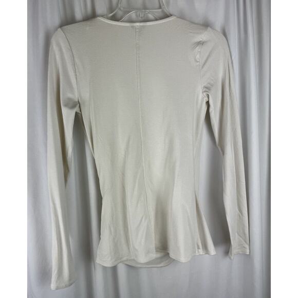 Ann Taylor Crossover V-neck Ruching Long Sleeves Blouse, Ivory Sz: XS, 57-18 - Picture 11 of 16